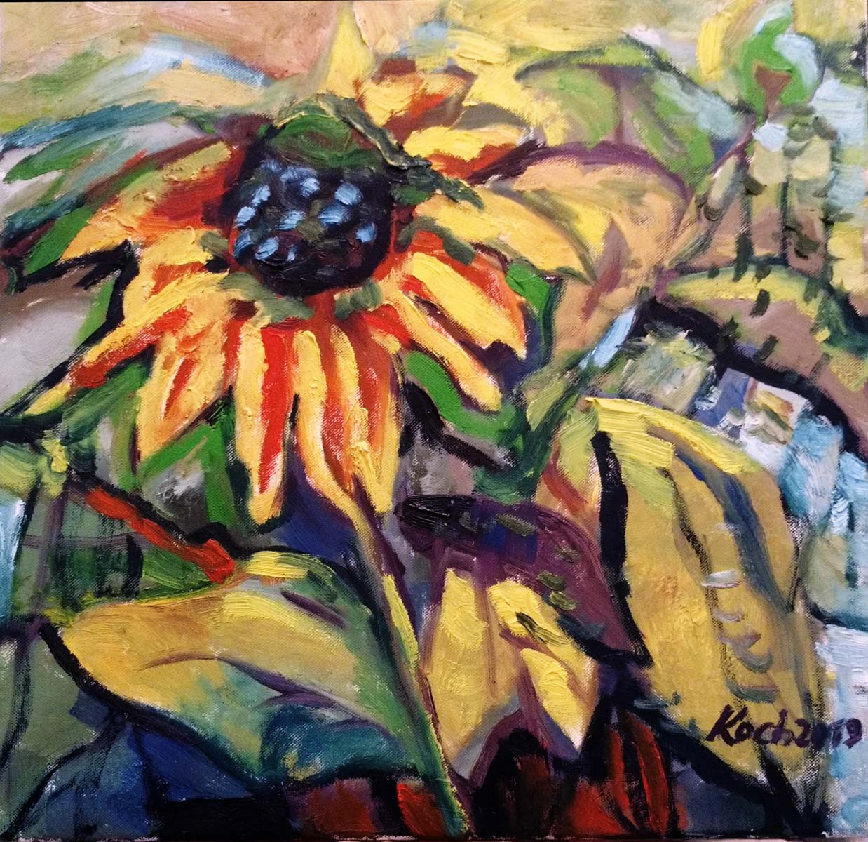 Sonnenblume, Öl auf Leinwand, 50 x 50 cm
